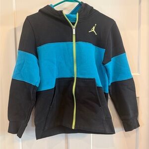 Kids Jordan Black and Blue Zip-Up Hoodie